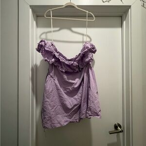 FREE PEOPLE Lavender Ruffled Strapless Dress
